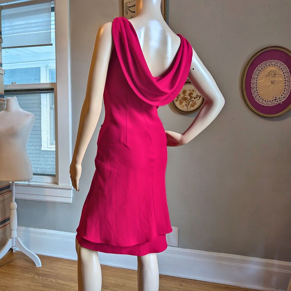 Vintage 90s Evan Picone Red Mini Dress Cowl Back Siren Cocktail Size 6
